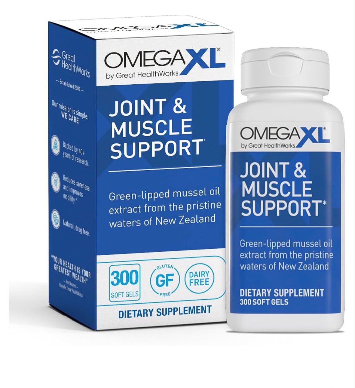 OmegaXL Joint & Muscle Support – 300 Soft Gels | Green-Lipped Mussel Oil Supplement