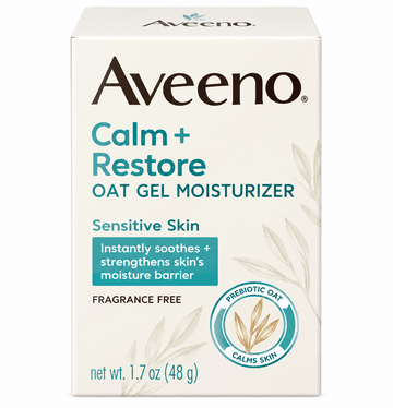 Aveeno Calm + Restore Oat Gel Moisturizer 1.7 oz (48g) – Fragrance-Free Facial Moisturizer for Sensitive Skin