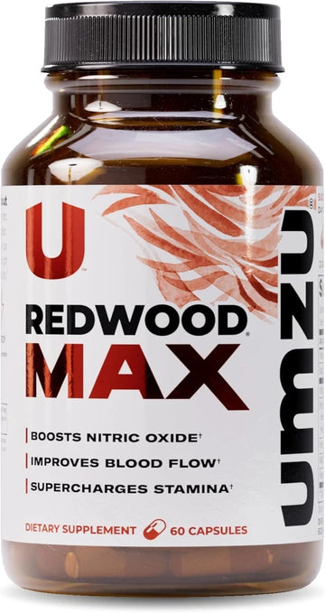 UMZU Redwood MAX Nitric Oxide Booster 60 Capsules – Blood Flow, Circulation & Stamina Support with Tart Cherry