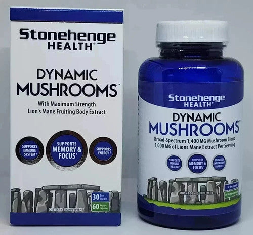 Stonehenge Health Dynamic Mushroom Supplement – 60 Veggie Capsules | Mushroom Blend